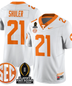 Alternative view of Navy Shuler Jersey #21 Tennessee Vols Playoff First Round Patch Stitched Football