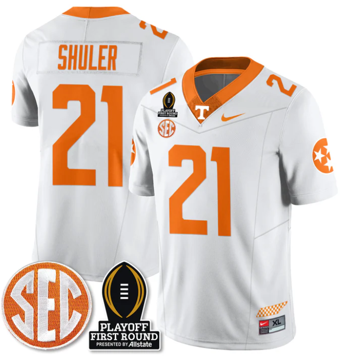 Navy Shuler Jersey #21 Tennessee Vols Playoff First Round Patch Stitched Football 2 Navy Shuler Jersey #21 Tennessee Vols Playoff First Round Patch Stitched Football - Image 2