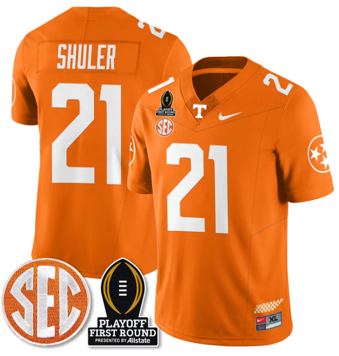 Navy Shuler Jersey #21 Tennessee Vols Playoff First Round Patch Stitched Football 4 Navy Shuler Jersey #21 Tennessee Vols Playoff First Round Patch Stitched Football - Image 4