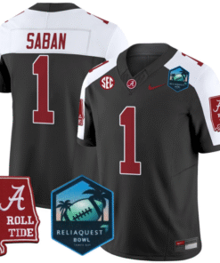 Nick Saban Jersey #1 Alabama Crimson Tide 2025 ReliaQuest Bowl Stitched Football