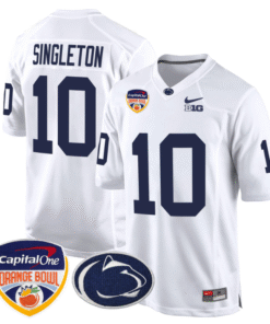 Alternative view of Nicholas Singleton Jersey #10 Custom Penn State Orange Bowl Patch Stitched Football