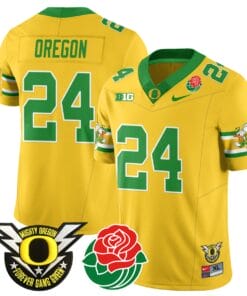Alternative view of Oregon Jersey #24 Oregon Ducks 2024 Mighty Rose Bowl Patch N2 Stitched Football