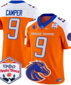 Cameron Camper Jersey #9 Boise State Broncos 2025 Fiesta Bowl Patch Stitched Football 10 Orange 2