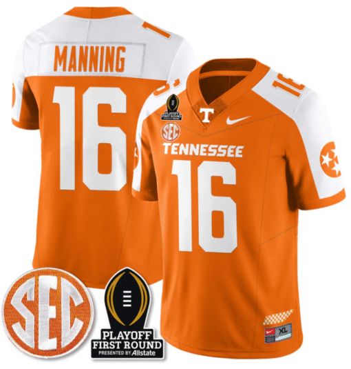 Peyton Manning Jersey #16 Tennessee Vols Playoff First Round Patch Stitched Football - Image 5