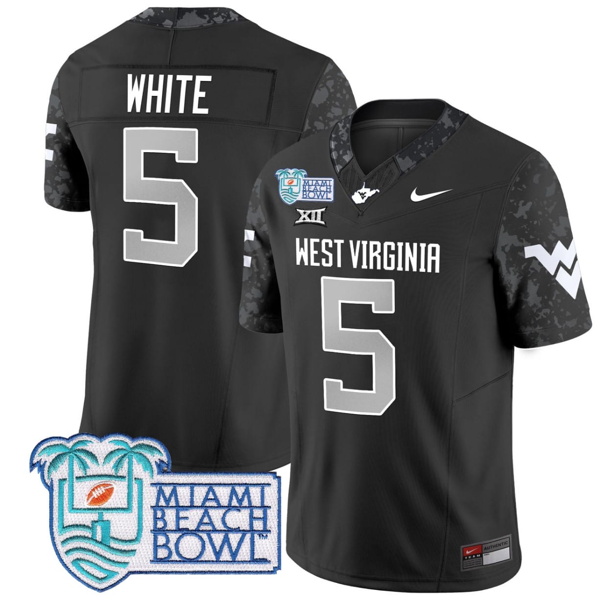 Pat White Jersey #5 West Virginia Mountaineers 2025 Miami Beach Bowl Stitched Football 5 Pat White Jersey #5 West Virginia Mountaineers 2025 Miami Beach Bowl Stitched Football - Image 5