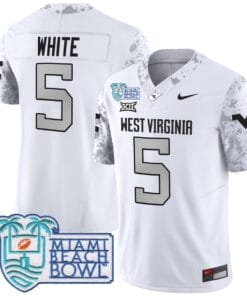 Alternative view of Pat White Jersey #5 West Virginia Mountaineers 2025 Miami Beach Bowl Stitched Football