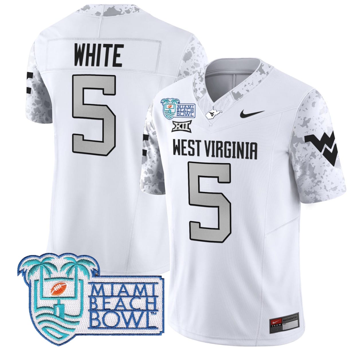 Pat White Jersey #5 West Virginia Mountaineers 2025 Miami Beach Bowl Stitched Football 2 Pat White Jersey #5 West Virginia Mountaineers 2025 Miami Beach Bowl Stitched Football - Image 2