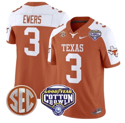 Quinn Ewers Jersey #3 Texas Longhorns Cotton Bowl Patch Stitched Football - Image 5