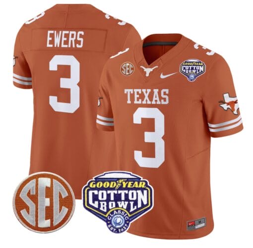 Quinn Ewers Jersey #3 Texas Longhorns Cotton Bowl Patch Stitched Football - Image 3