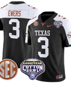 Quinn Ewers Jersey #3 Texas Longhorns Cotton Bowl Patch Stitched Football