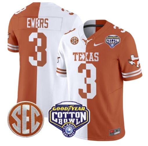 Quinn Ewers Jersey #3 Texas Longhorns Cotton Bowl Patch Stitched Football - Image 4
