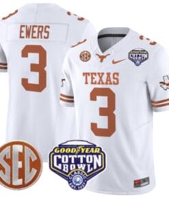 Alternative view of Quinn Ewers Jersey #3 Texas Longhorns Cotton Bowl Patch Stitched Football