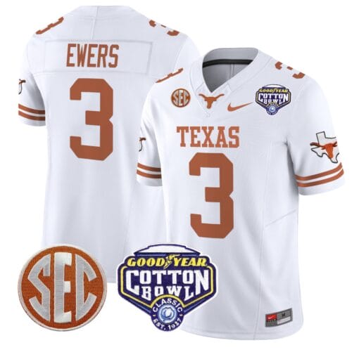 Quinn Ewers Jersey #3 Texas Longhorns Cotton Bowl Patch Stitched Football - Image 2