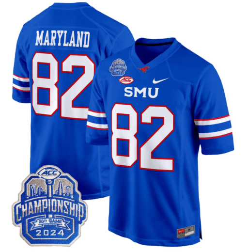 RJ Maryland Jersey #82 SMU Mustangs 2024 ACC Championship Patch Stitched Football - Image 5