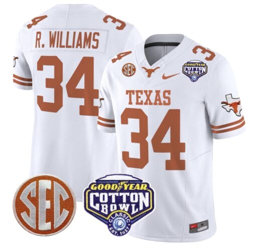 Ricky Williams Jersey #34 Texas Longhorns Cotton Bowl Patch Stitched Football - Image 3