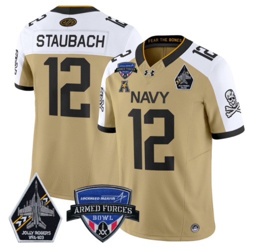 Roger Staubach Jersey #12 Navy Midshipmen 2025 Armed Forces Bowl Stitched Football
