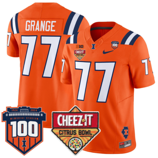 Red Grange Jersey #77 Illinois Fighting 2025 Cheez-It Citrus Bowl Stitched Football - Image 3