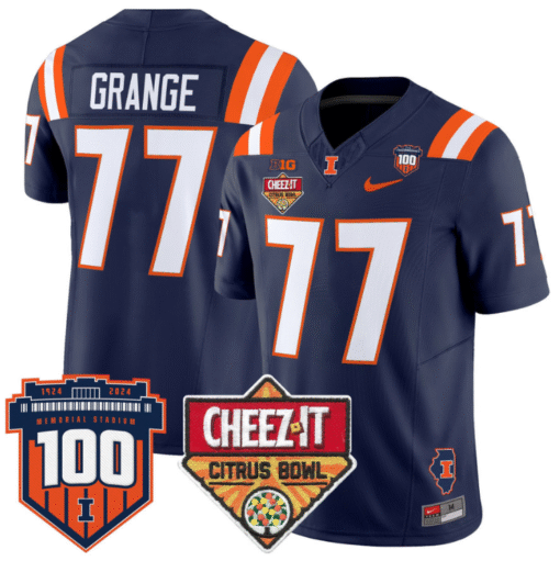 Red Grange Jersey #77 Illinois Fighting 2025 Cheez-It Citrus Bowl Stitched Football - Image 5