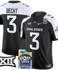 Rocco Becht Jersey #3 Iowa State 2025 PopTarts Bowl Patch Stitched Football