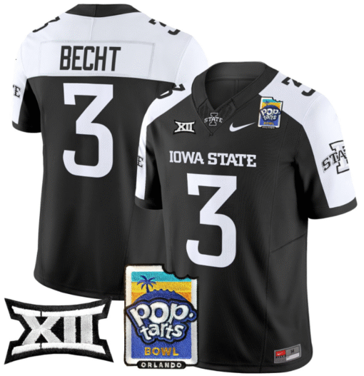 Rocco Becht Jersey #3 Iowa State 2025 PopTarts Bowl Patch Stitched Football