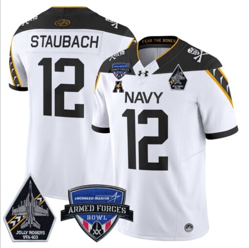 Roger Staubach Jersey #12 Navy Midshipmen 2025 Armed Forces Bowl Patch Stitched Football - Image 2