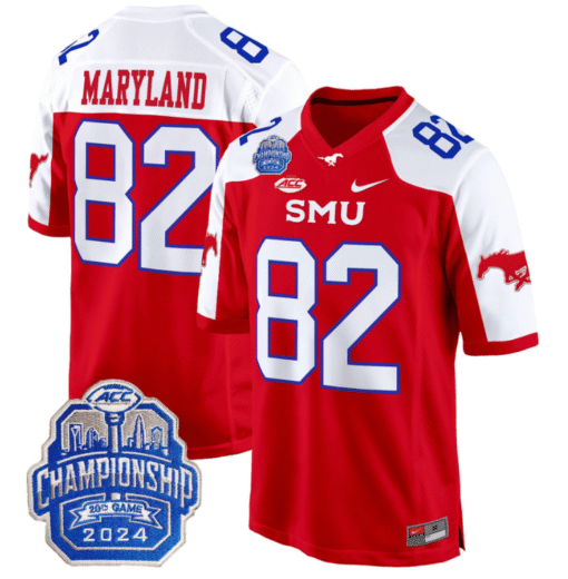 RJ Maryland Jersey #82 SMU Mustangs 2024 ACC Championship Patch Stitched Football - Image 4