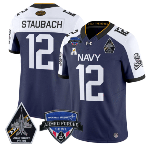 Roger Staubach Jersey #12 Navy Midshipmen 2025 Armed Forces Bowl Stitched Football - Image 3