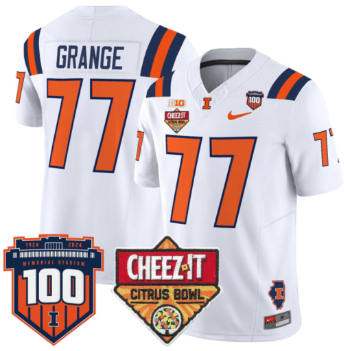 Red Grange Jersey #77 Illinois Fighting 2025 Cheez-It Citrus Bowl Stitched Football - Image 6
