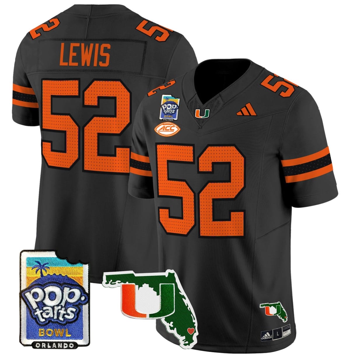 Ray Lewis Jersey #52 Miami Hurricanes 2025 PopTarts Bowl Patch Stitched Football 1 Ray Lewis Jersey #52 Miami Hurricanes 2025 PopTarts Bowl Patch Stitched Football