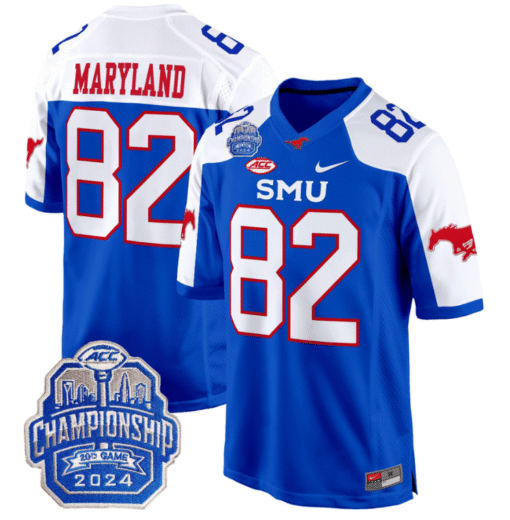 RJ Maryland Jersey #82 SMU Mustangs 2024 ACC Championship Patch Stitched Football - Image 6
