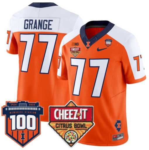 Red Grange Jersey #77 Illinois Fighting 2025 Cheez-It Citrus Bowl Stitched Football - Image 4