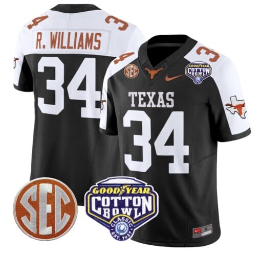 Ricky Williams Jersey #34 Texas Longhorns Cotton Bowl Patch Stitched Football