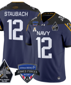Alternative view of Roger Staubach Jersey #12 Navy Midshipmen 2025 Armed Forces Bowl Stitched Football