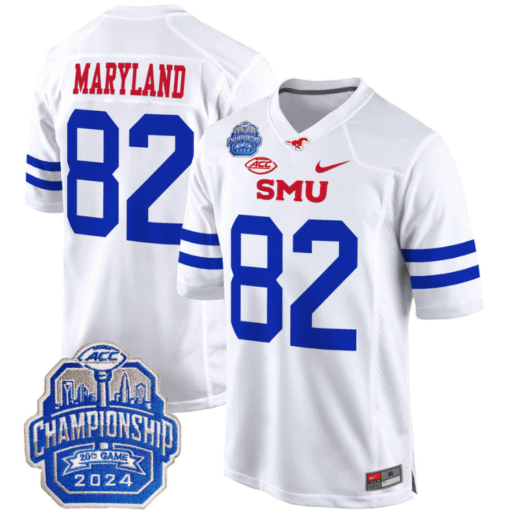 RJ Maryland Jersey #82 SMU Mustangs 2024 ACC Championship Patch Stitched Football - Image 2