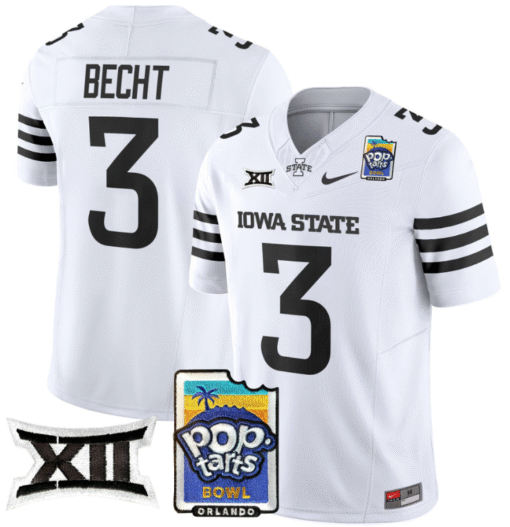 Rocco Becht Jersey #3 Iowa State 2025 PopTarts Bowl Patch Stitched Football - Image 3
