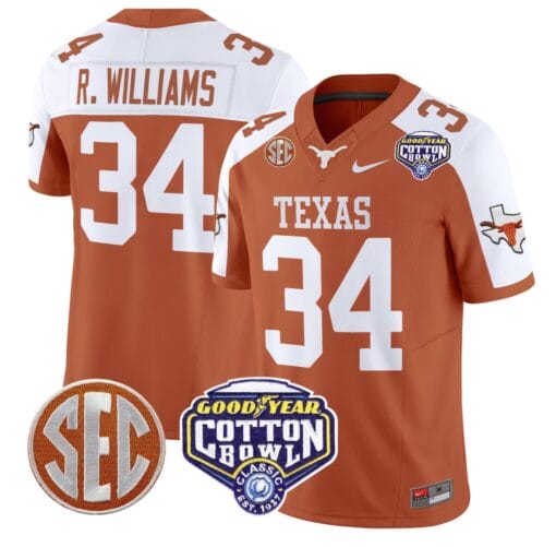 Ricky Williams Jersey #34 Texas Longhorns Cotton Bowl Patch Stitched Football - Image 6