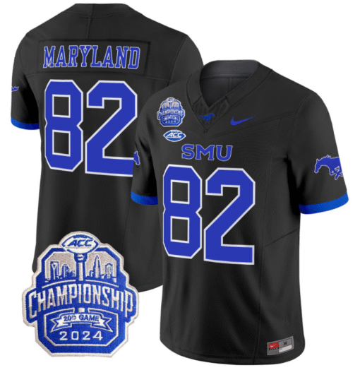 RJ Maryland Jersey #82 SMU Mustangs 2024 ACC Championship Patch Stitched Football - Image 7