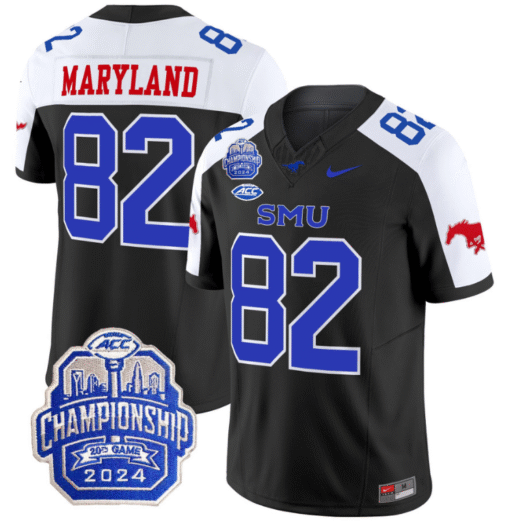 RJ Maryland Jersey #82 SMU Mustangs 2024 ACC Championship Patch Stitched Football