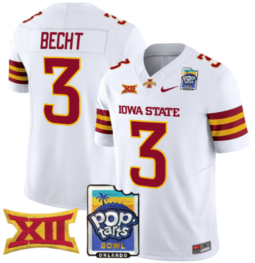 Rocco Becht Jersey #3 Iowa State 2025 PopTarts Bowl Patch Stitched Football - Image 2