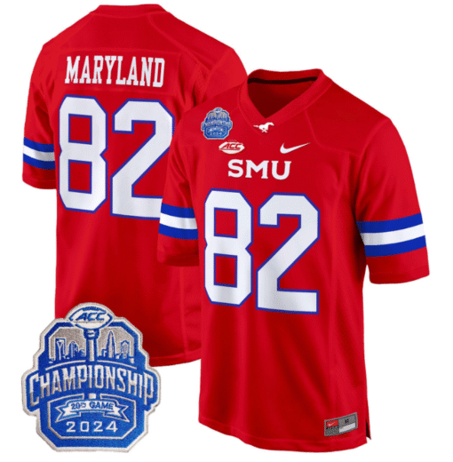 RJ Maryland Jersey #82 SMU Mustangs 2024 ACC Championship Patch Stitched Football - Image 3