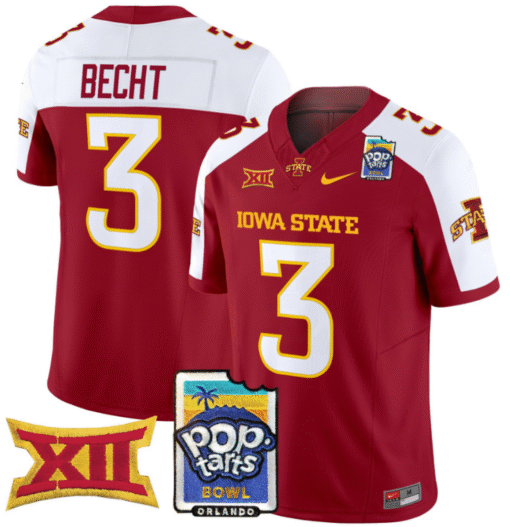Rocco Becht Jersey #3 Iowa State 2025 PopTarts Bowl Patch Stitched Football - Image 5