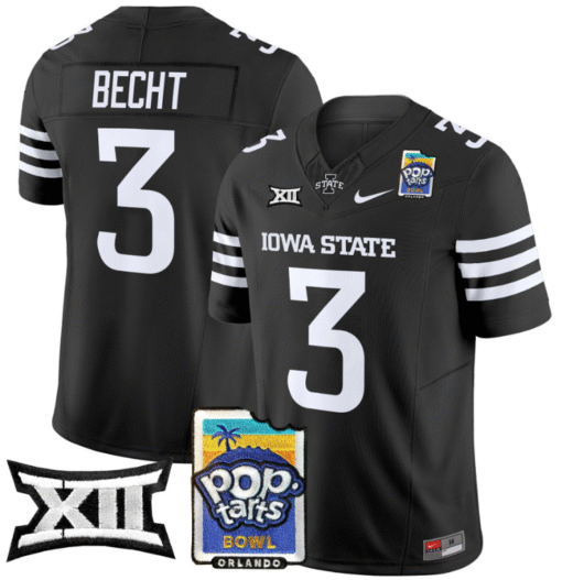 Rocco Becht Jersey #3 Iowa State 2025 PopTarts Bowl Patch Stitched Football - Image 6