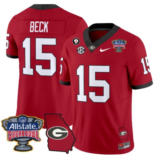 Carson Beck Jersey #15 Georgia Bulldogs 2025 Sugar Bowl Patch Vapor Limited Stitched Football 2 Carson Beck Jersey #15 Georgia Bulldogs 2025 Sugar Bowl Patch Vapor Limited Stitched Football - Image 2