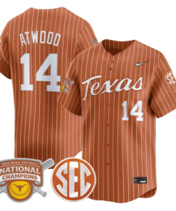 Reese Atwood Jersey #14 Texas Longhorns 2025 National Champions Stitched Baseball