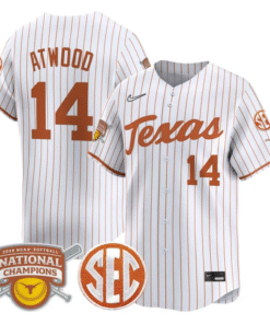 Reese Atwood Jersey 14 Texas Longhorns 2025 National Champions White Pinstripe