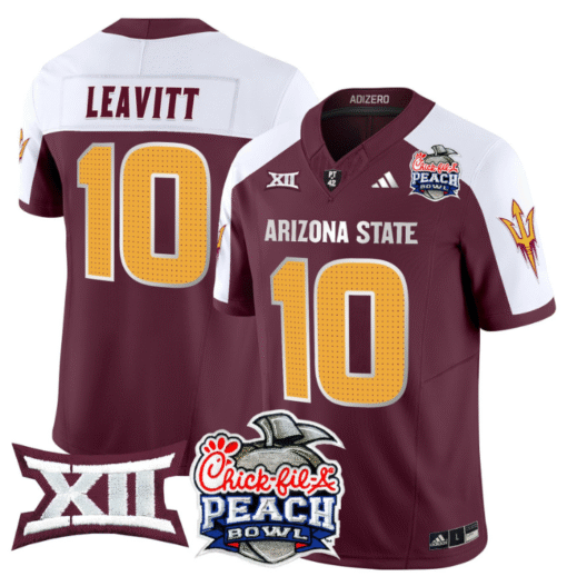 Sam Leavitt Jersey #10 Arizona State Sun Devils 2025 Peach Bowl Stitched Football - Image 3
