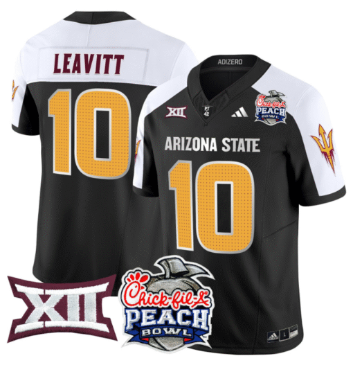 Sam Leavitt Jersey #10 Arizona State Sun Devils 2025 Peach Bowl Stitched Football