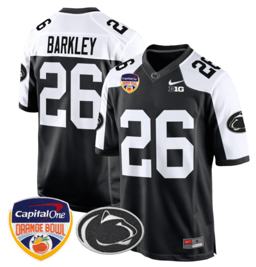 Saquon Barkley Jersey #26 Custom Penn State Orange Bowl Patch Stitched Football