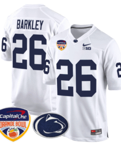 Saquon Barkley Jersey 26 Custom Penn State Orange Bowl Patch White