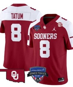Taylor Tatum Jersey #8 Oklahoma Sooners 2025 Armed Forces Bowl Patch Stitched Football